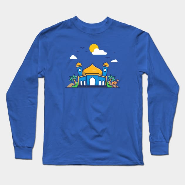 Mosque With Camel Cartoon (2) Long Sleeve T-Shirt by Catalyst Labs